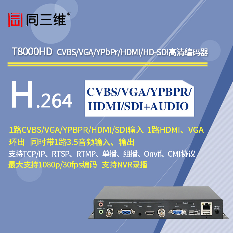 T8000HD高清CVBS/VGA/YPbPr/HDMI/HD-SDI編碼器